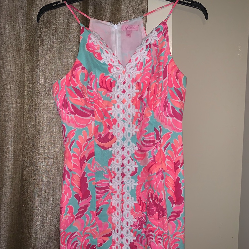 Lilly Pulitzer Pink and Blue Bird Print Dress